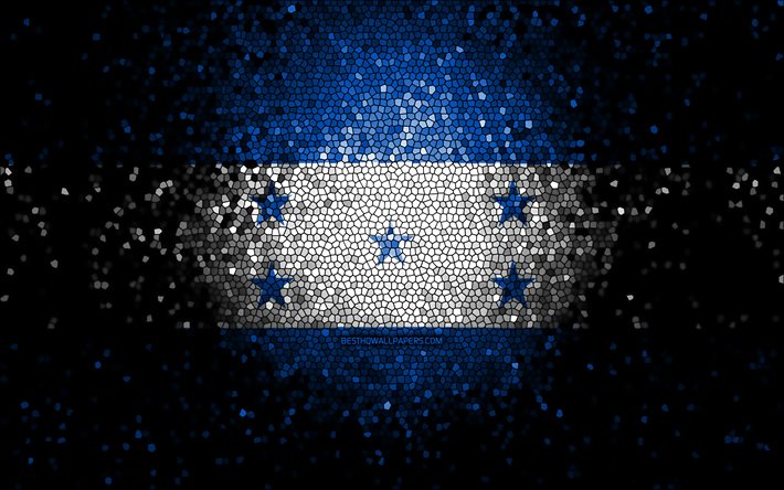 Drapeau du Honduras, art de la mosa&#239;que, pays d&#39;Am&#233;rique du Nord, drapeau du Honduras, symboles nationaux, drapeau hondurien, œuvres d&#39;art, Am&#233;rique du Nord, Honduras
