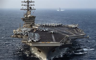 USS Nimitz, CVN-68, US nuclear aircraft carrier, US Navy, US warships, McDonnell Douglas FA-18 Hornet, Grumman E-2 Hawkeye