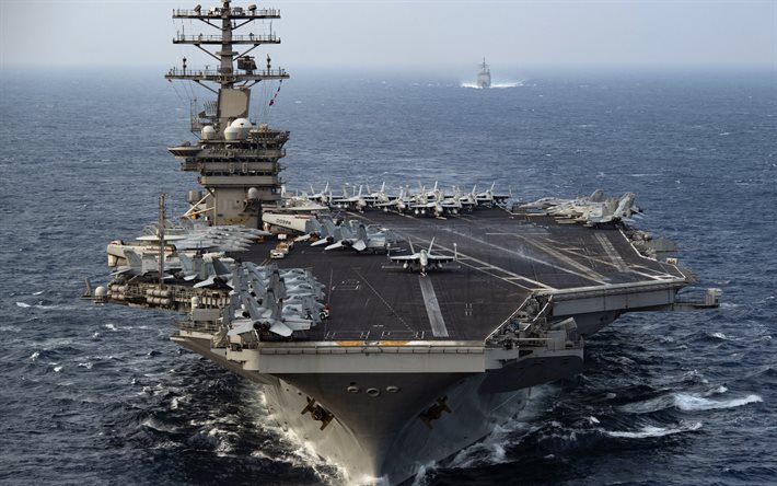 USS Nimitz, CVN-68, portaerei nucleare statunitense, US Navy, navi da guerra statunitensi, McDonnell Douglas FA-18 Hornet, Grumman E-2 Hawkeye