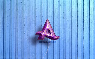 4k, logo Afrojack, DJ néerlandais, ballons réalistes violets, Nick van de Wall, logo 3D Afrojack, fonds en bois bleus, Afrojack