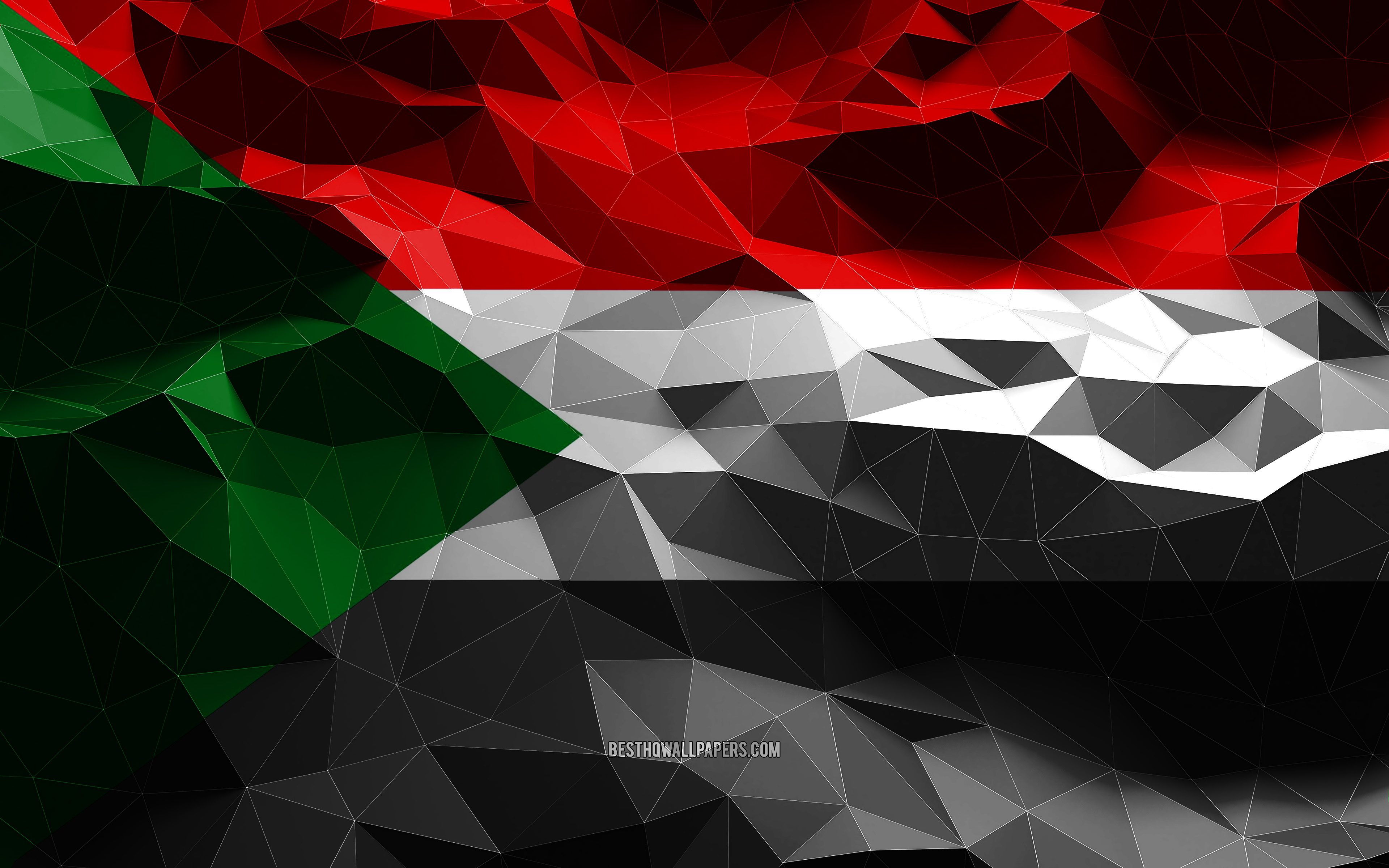 Download Wallpapers 4k Sudanese Flag Low Poly Art African Countries National Symbols Flag 