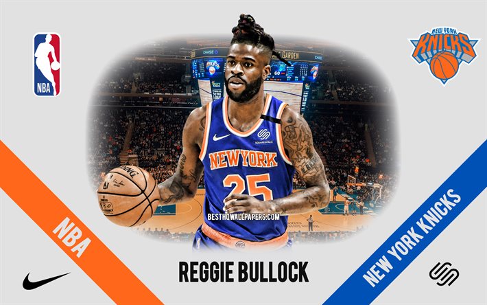 Reggie Bullock, New York Knicks, American Basketball Player, NBA, portrait, USA, basketball, Madison Square Garden, New York Knicks logo