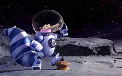 Ice Age 5, 2016, cosmonaut, Ice Age Collision Course, squirrel, nuts