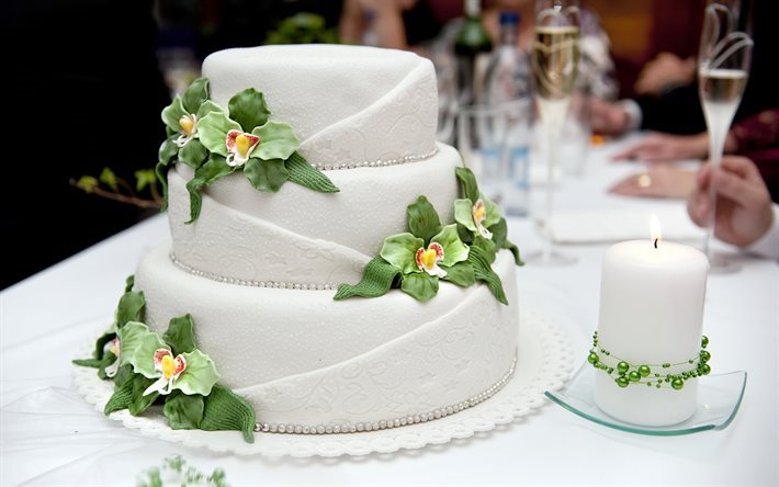 ウェディングケーキ, 結婚, 大きいケーキ, 白色のケーキ