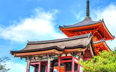 Japan, temple, blue sky, Asia