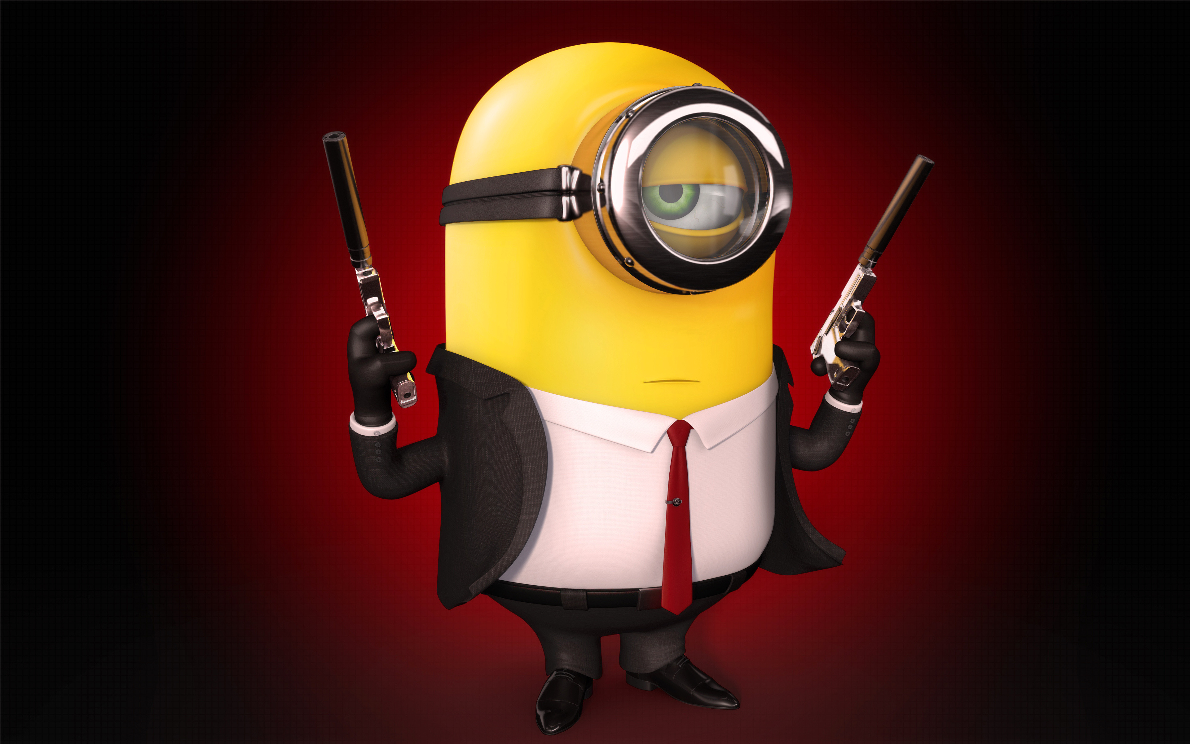 Download wallpapers Minion, 4k, security guard, Minions, Despicable Me, 3d- animation for desktop with resolution 3840x2400. High Quality HD pictures  wallpapers