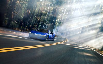 Acura NSX, 2017, 4K, corrida de carro esportivo, azul NSX, cup&#234; esportivo, Acura