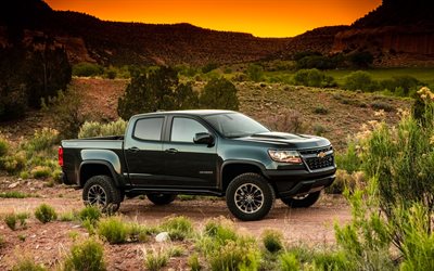 Chevrolet Colorado ZR2, 2018, negro SUV, el desierto, los coches nuevos, camionetas, nuevos Colorado ZR2, coches Americanos, Chevrolet