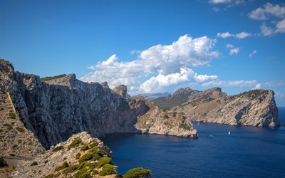 Mallorca, Balear Adaları, Akdeniz, kayalar, sahil, deniz, İspanya, Cap Mayorka Adası