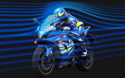 Suzuki GSX-R1000, 2017, 4k, esportes motocicletas, MotoGP, moto de corrida, aerodin&#226;mica, superbike, Suzuki
