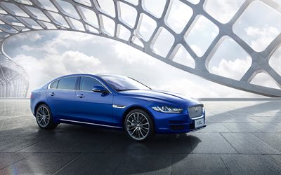 Jaguar XEL, 2018, sininen sedan XEL, uusia autoja, British autot, Jaguar