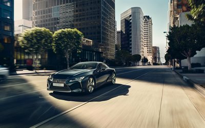 Lexus LC500, 4k, 2017 carros, estrada, carros japoneses, coup&#233;, Lexus