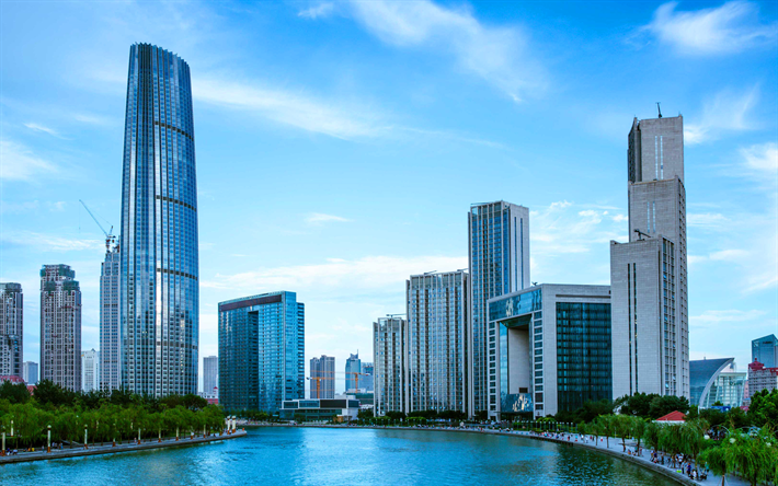 Tianjin, gratte-ciel, de tien-tsin, les b&#226;timents modernes, en Asie, en Chine