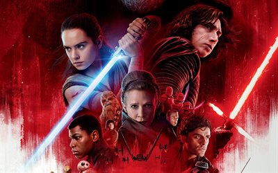Star Wars, Den Sista Jedi, 2017, 4k, Mark Richard Hamill, Daisy Ridley, Carrie Fisher, affisch, nya filmer
