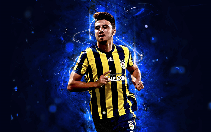 Ozan Tufan, abstract art, turkish footballers, Fenerbahce FC, soccer, Tufan, neon lights, Turkish Super Lig, creative