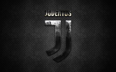 La Juventus FC, nuevo logo, metal, textura grunge, arte creativo, logo de metal, italiano, club de f&#250;tbol, campe&#243;n de la Serie a, Italia