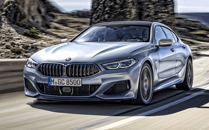 BMW 8-Series Gran Coupe, 2020, BMW 8er, exterior, front view, new silver BMW 8, German cars, BMW