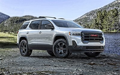 gmc acadia at4, 2020, vorne, au&#223;en, wei&#223;-suv, neue wei&#223;e acadia, american cars, gmc