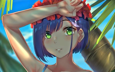 Ichigo, palms, protagonist, girl with green eyes, Darling in the FranXX, manga