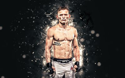 Sergey Khandozhko, 4k, vit neon lights, ryska soldater, MMA, UFC, Mixed martial arts, Sergey Khandozhko 4K, UFC fighters, Honda, MMA-fighters