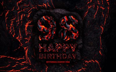 4k, Happy 98 Years Birthday, fire lava letters, Happy 98th birthday, grunge background, 98th Birthday Party, Grunge Happy 98th birthday, Birthday concept, Birthday Party, 98th Birthday