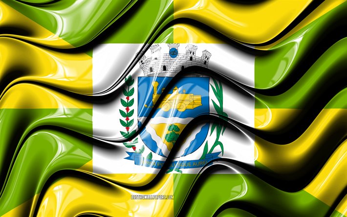 Ourinhos Flag, 4k, Cities of Brazil, South America, Flag of Ourinhos, 3D art, Ourinhos, Brazilian cities, Ourinhos 3D flag, Brazil