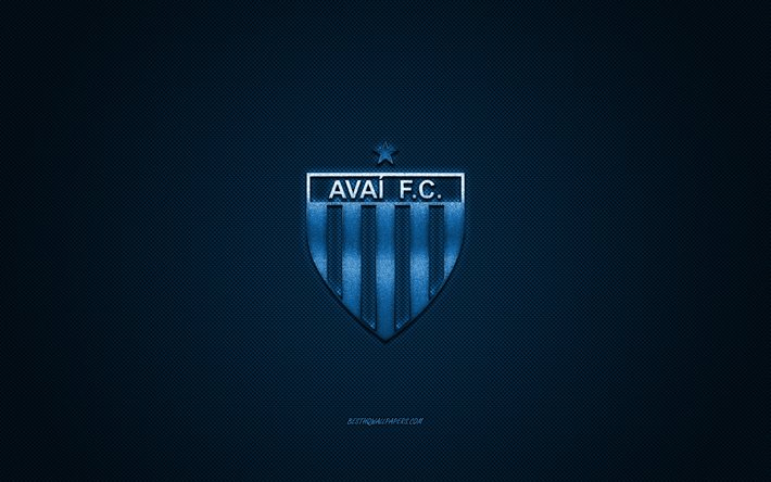 Avai FC, club de f&#250;tbol Brasile&#241;o, de la Serie a, logo Azul, Azul de fibra de carbono de fondo, f&#250;tbol, Florian&#243;polis, Santa Catarina, Brasil, Avai FC logo