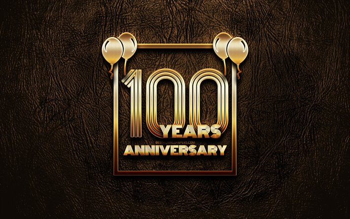 4k, 100年記念, ゴールデラの看板, 周年記念の概念, 創業100周年記念サイン, ゴールデンフレーム, 作品, 創業100周年
