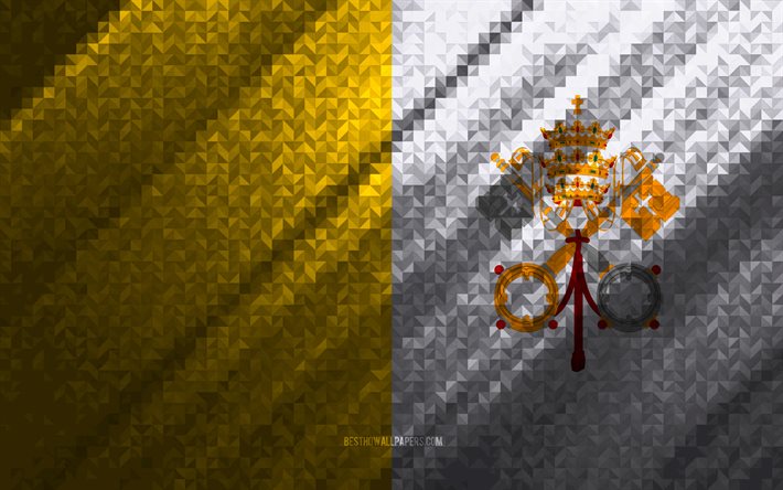 Vatikan Bayrağı, &#231;ok renkli soyutlama, Vatikan Şehri mozaik bayrağı, Vatikan Şehri, mozaik sanatı, Vatikan Şehri bayrağı
