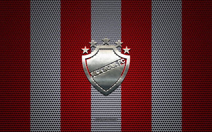 Vila Nova FC logo, Brazilian football club, metal emblem, red white metal mesh background, Vila Nova FC, Serie B, Goiania, Brazil, football