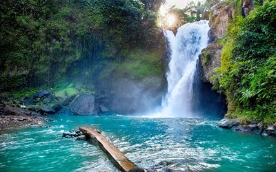 テゲヌガン滝, バリ島, bonsoir, sunset, Waterfall, 熱帯の島々, インドネシア