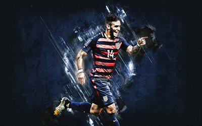 Dom Dwyer, United States national soccer team, American soccer player, blue stone background, USA, football, Dominic James Dwyer