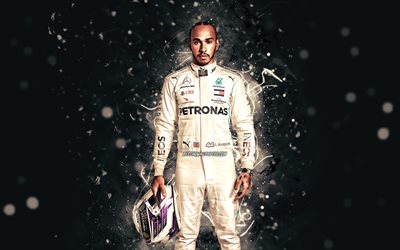 Lewis Hamilton, 2020, 4k, Mercedes-AMG Petronas Formula One Team, british racing drivers, Formula 1, Lewis Carl Davidson Hamilton, red neon lights, F1 2020