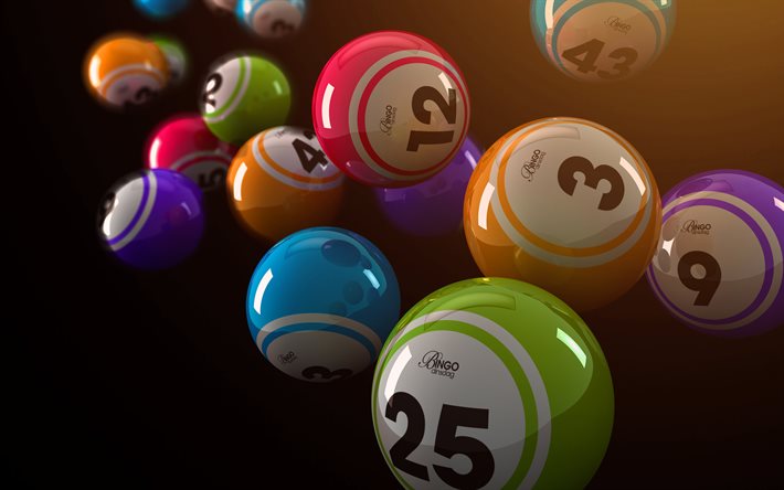 lottobollar, 4k, 3D-konst, f&#228;rgglada 3D-bollar, kasinokoncept, bollar, kasino