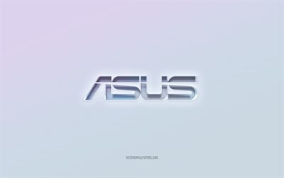 Logo Asus, testo 3d ritagliato, sfondo bianco, logo Asus 3d, emblema Asus, Asus, logo in rilievo, emblema Asus 3d