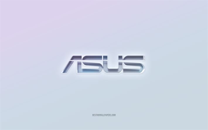 Asus ロゴ, 3Dテキストを切り取る, 白背景, Asus 3D ロゴ, アススエンブレム, アスサ, エンボス加工のロゴ付き, アスス3dエンブレム