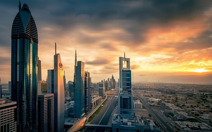 Dubai, Yhdistyneet Arabiemiirikunnat, liikekeskukset, pilvenpiirt&#228;ji&#228;, moderni arkkitehtuuri