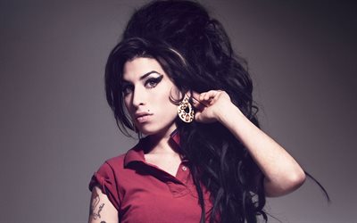 Amy Winehouse, 4k, portrait, British singer, brunette, make-up