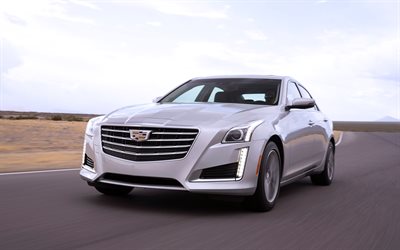 Cadillac CTS Sedan, 2018, 4k, front view, business class, white CTS, American cars, Cadillac