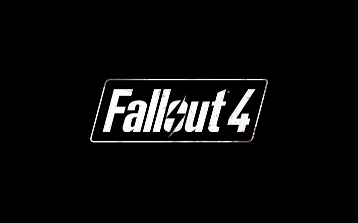 fallout 4, 4k, logo, kunst, schwarz, hintergrund