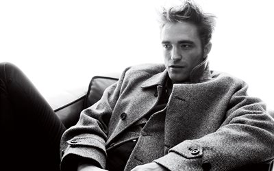 4k, Robert Pattinson, 2017, o ator brit&#226;nico, GQ, Hollywood, caras, celebridade, monocrom&#225;tico
