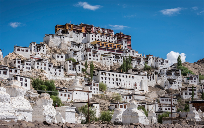 Thikse Luostari, Buddhalainen luostari, Ladakh, Intia, n&#228;ht&#228;vyyksi&#228;