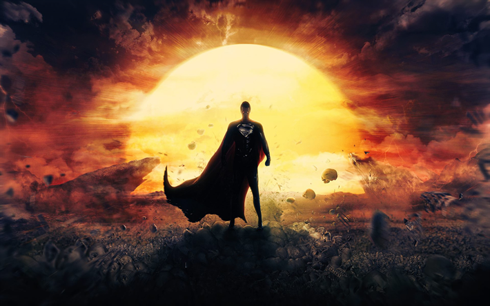 Superman, el arte, los superh&#233;roes, la tormenta, el sol brillante