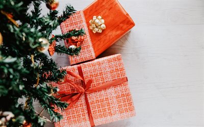 Noel ağacı, hediye, Yeni Yıl, hediye kutuları, Noel, Yeni Yıl topları