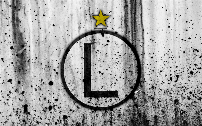 FC Legia, 4k, grunge, Ekstraklasa, uusi logo, football club, Puola, Lehi, jalkapallo, art, kivi rakenne, Asteras Tripolis FC