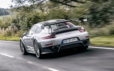 Porsche 991 GT2 RS, 2018, gris coup&#233; sport, tuning 991, voiture de course, voitures allemandes, Porsche