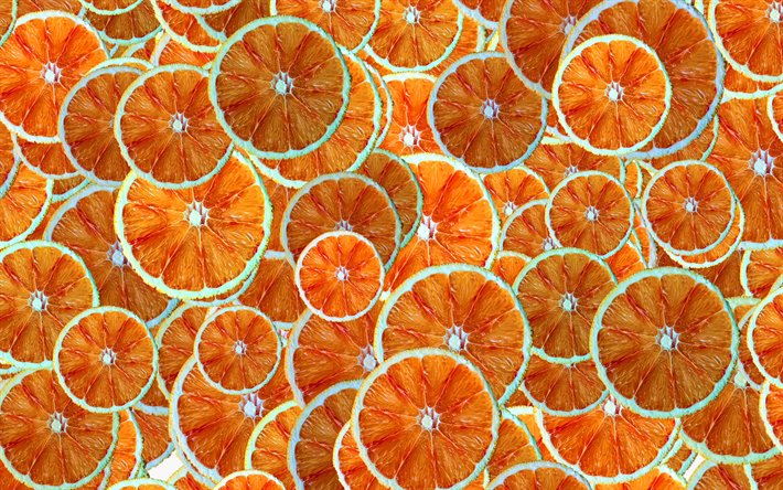 oranges patterns, 4k, tropical fruits, citrus fruits, fruits, oranges slices, macro, oranges textures, fruit textures, food textures