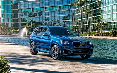 BMW X3, 2020, exterior, front view, new blue X3, german cars, luxury crossover, BMW