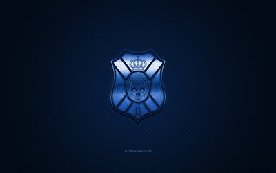 CD Tenerife, Spanish football club, La Liga 2, blue logo, blue carbon fiber background, football, Santa Cruz de Tenerife, Spain, CD Tenerife logo, Club Deportivo Tenerife
