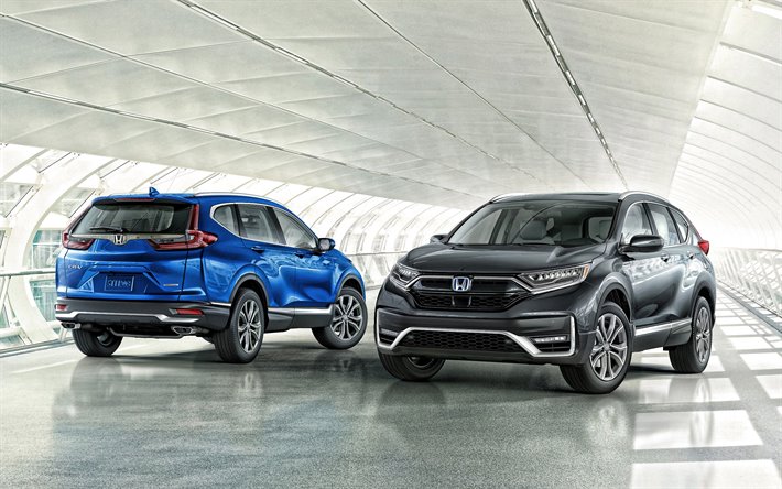 2020, Honda CR-V, front view, rear view, exterior, crossover, new blue CR-V, new gray CR-V, japanese cars, Honda